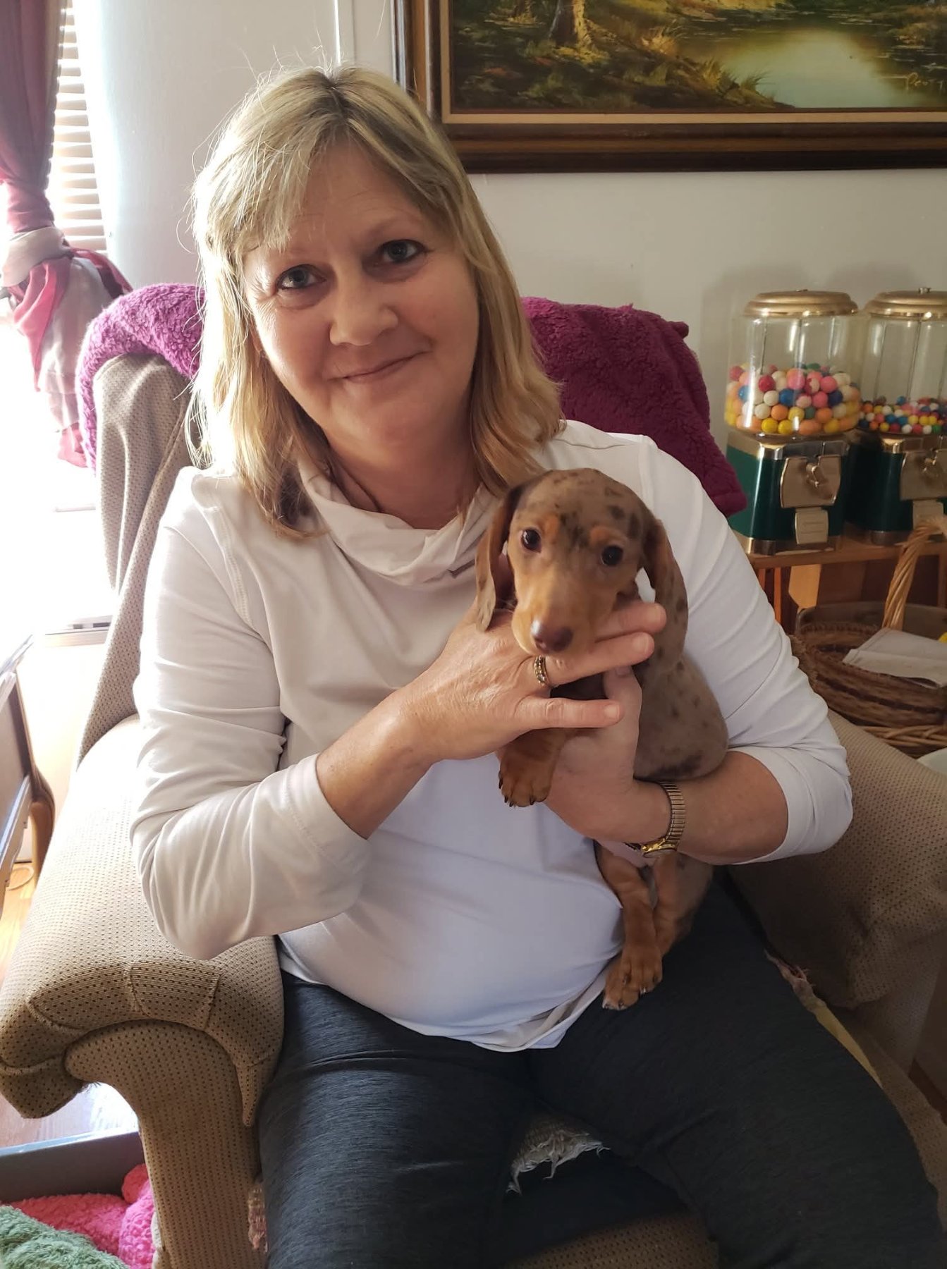 Heartland family with their dachshund